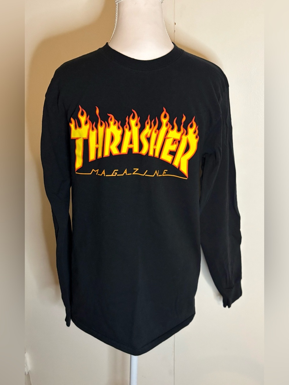 Thrasher Magazine Black Long Sleeve Shirt Sz Small Skater 90s